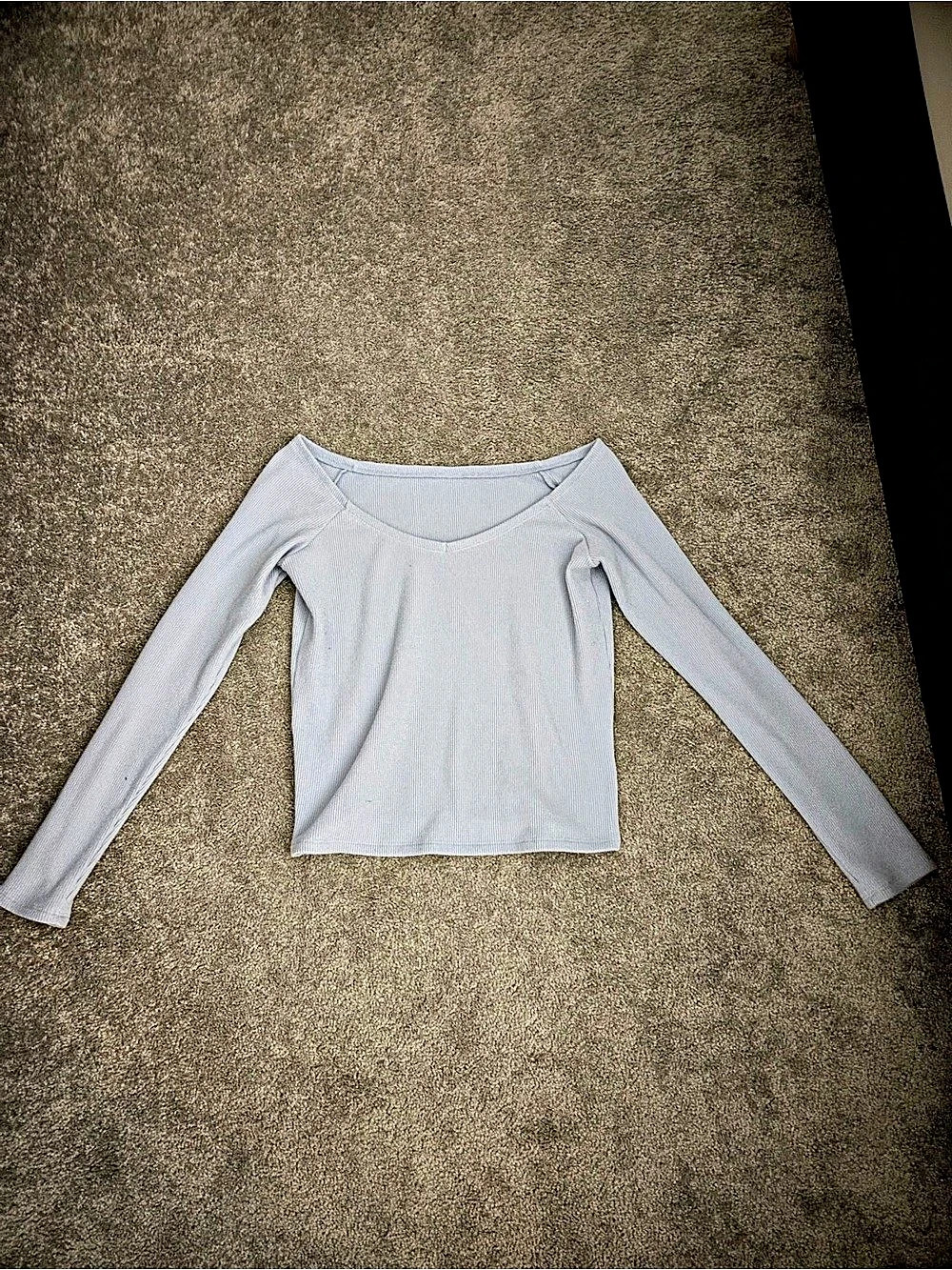 Hollister Ribbed Cloud Knit Long Sleeve Top in Baby Blue size Large